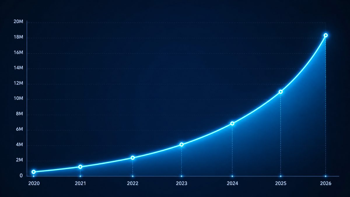 91看片网站在线观看用户增长数据图表,展示2020-2026年注册用户从50万增长至1800万的趋势